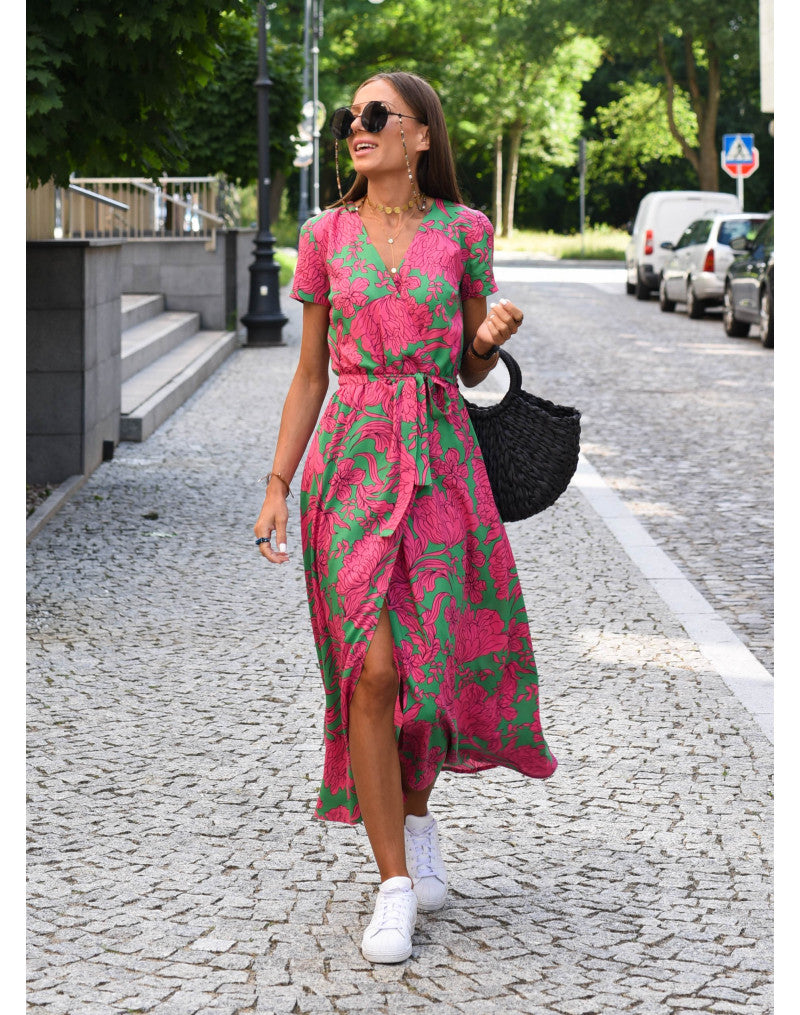 Talia™ | Vestido elegante de flores con escote en V
