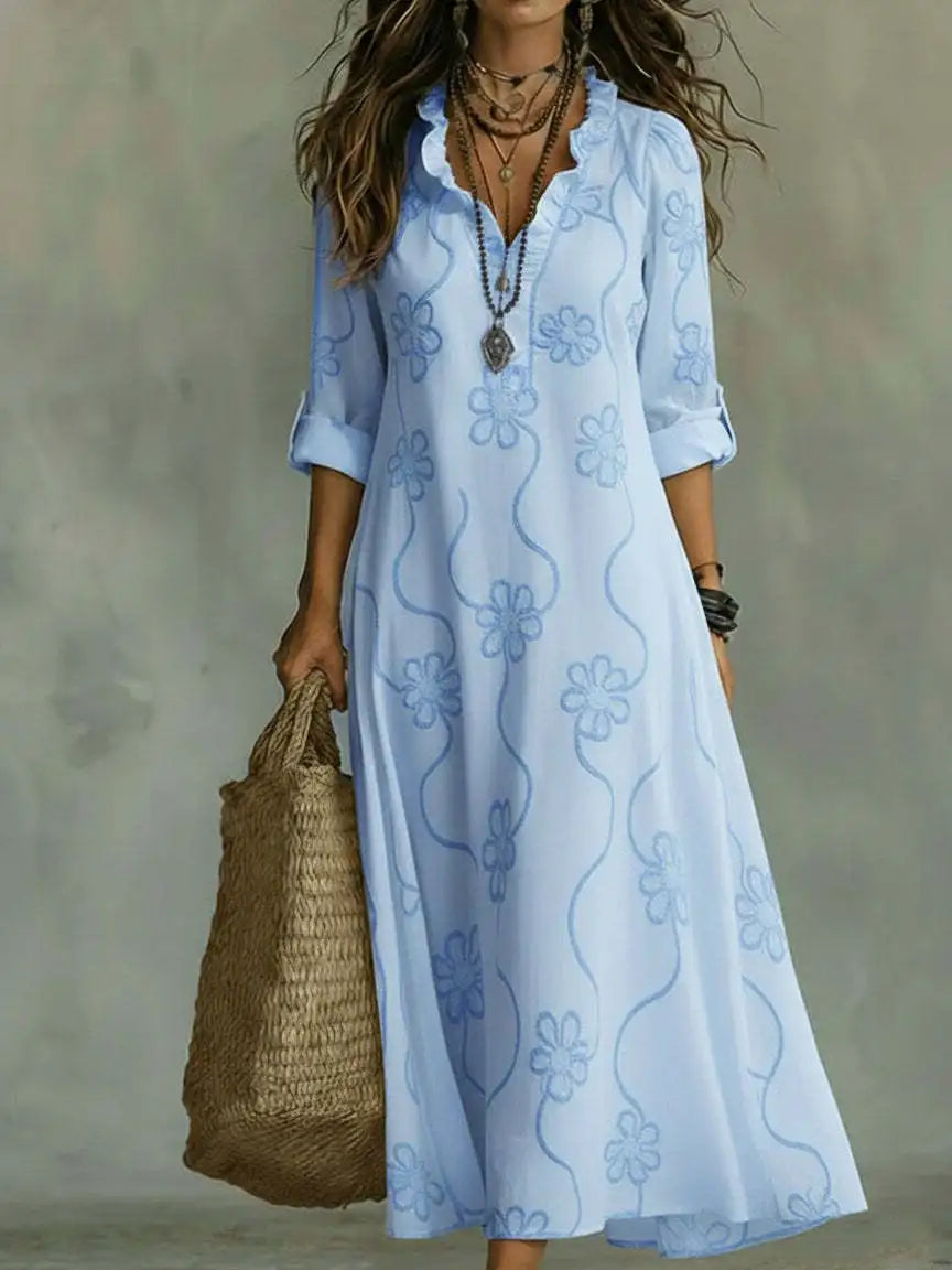 Ropa Larga de Verano con Flores Sienna