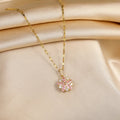 Collar Sakura Rosa Romántico en Acero Inoxidable