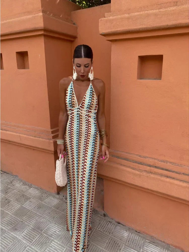 Naama-Lee™ | Abito Maxi Senza Schiena con Scollatura a V