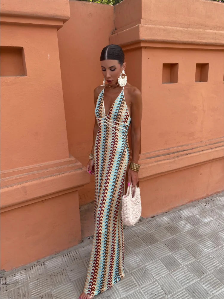 Naama-Lee™ | Abito Maxi Senza Schiena con Scollatura a V