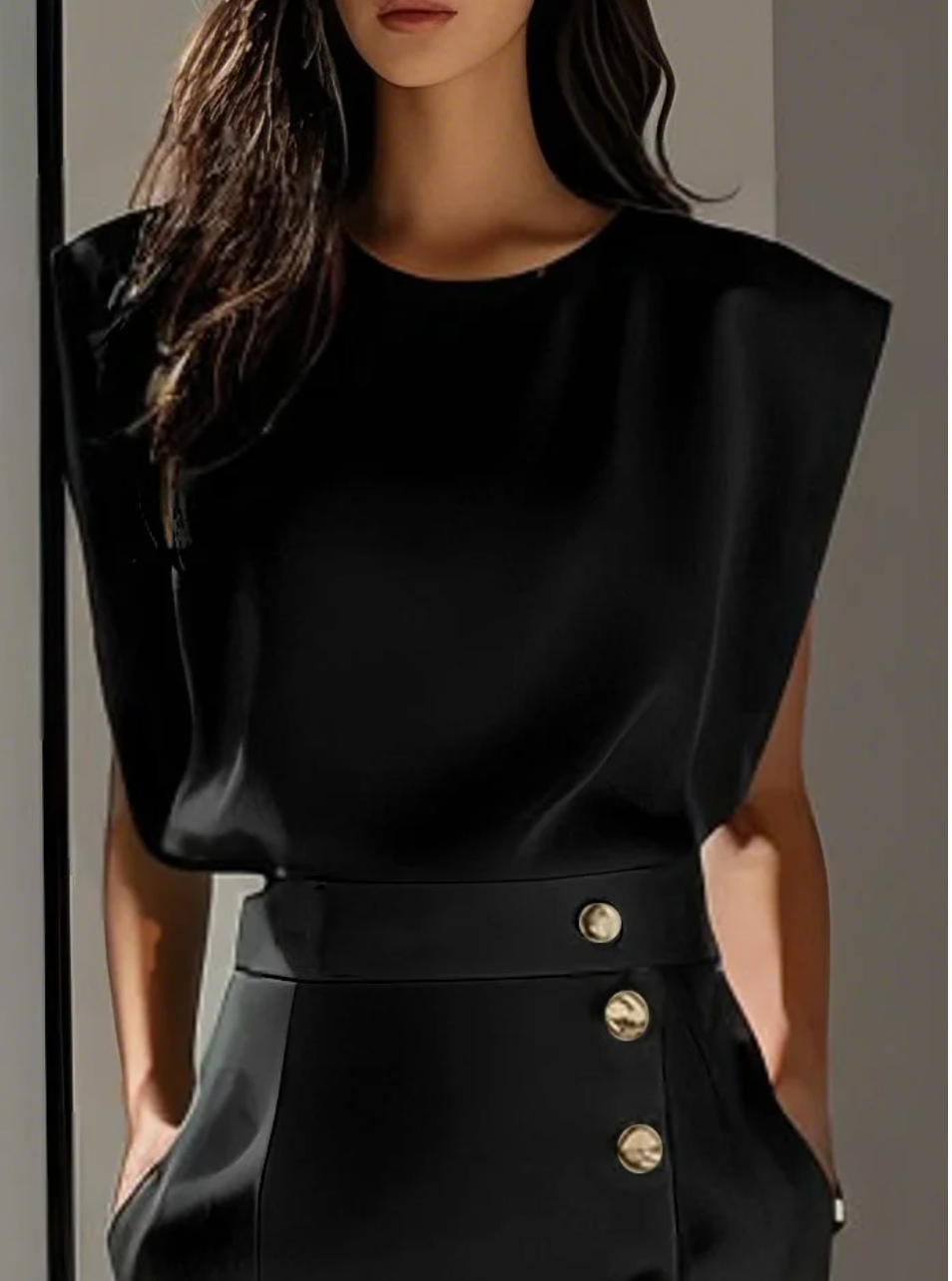 Mariam - Vestido medio ajustado con botones dorados