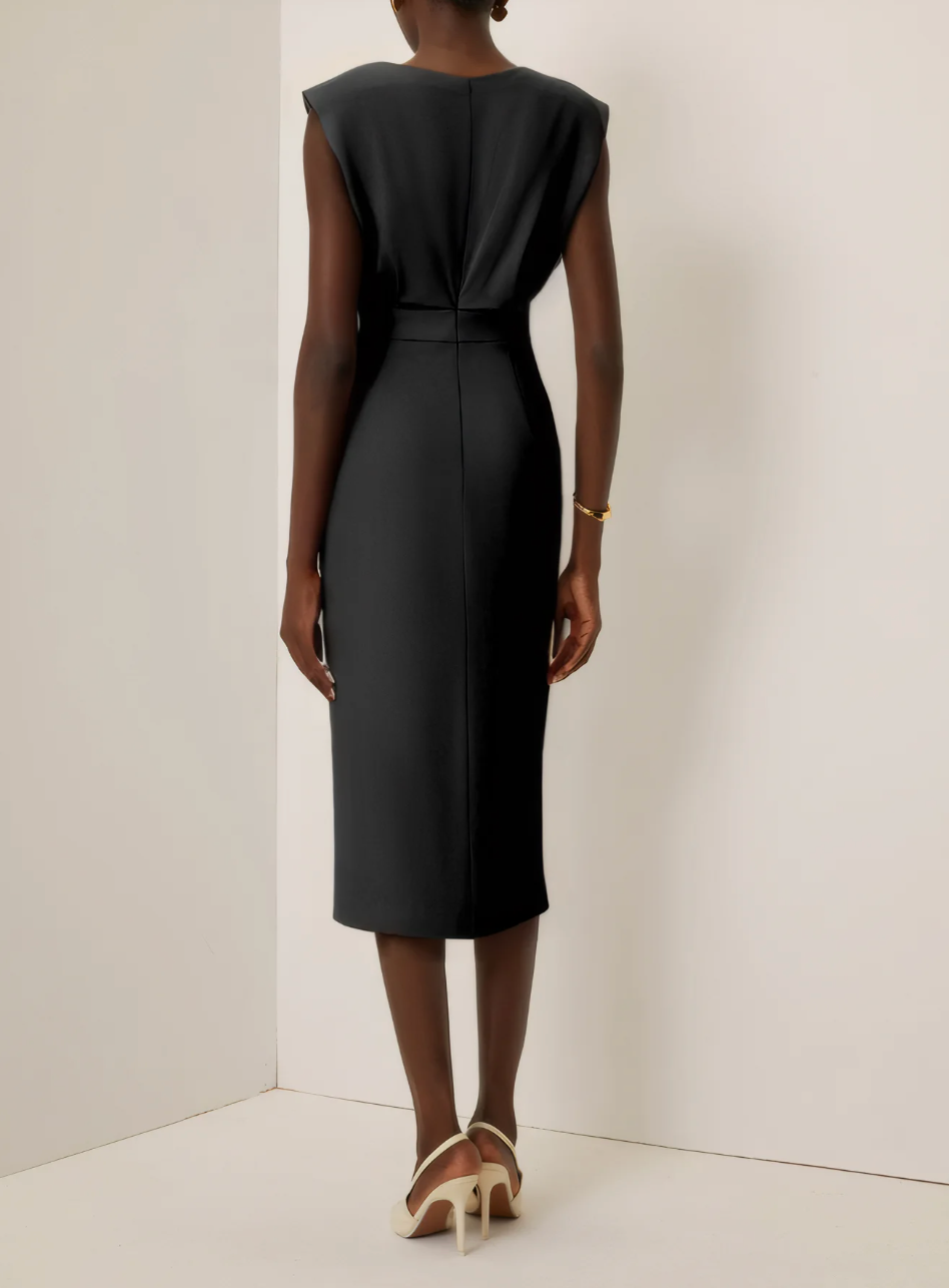 Mariam - Vestido medio ajustado con botones dorados