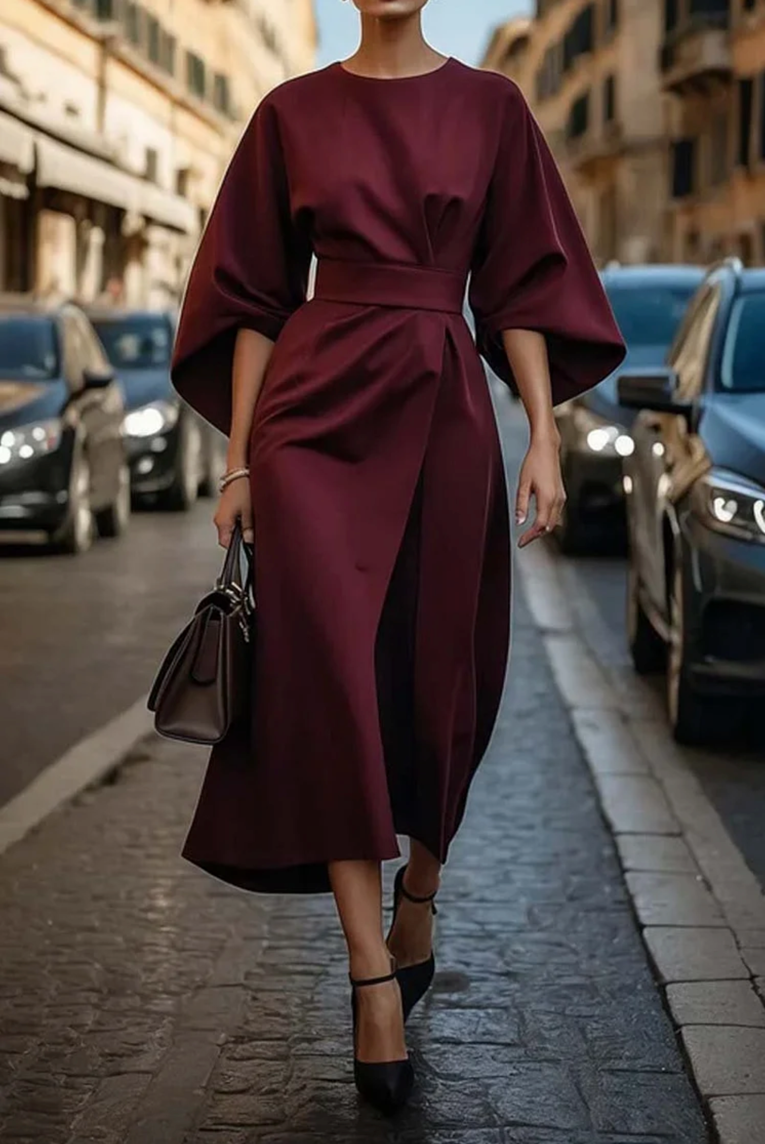Maya™ | Vestido Elegante con Mangas Abullonadas