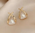 Pendientes vintage en forma de gota con perla en forma de cruz y triángulo