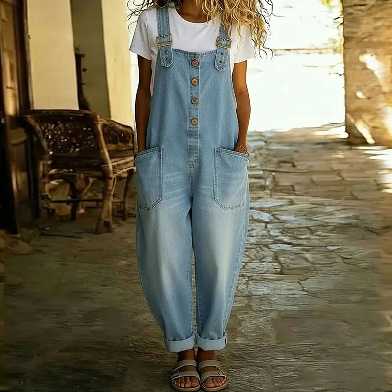 Kira | Salopette in Cotone Vintage con Aspettative Regolabili