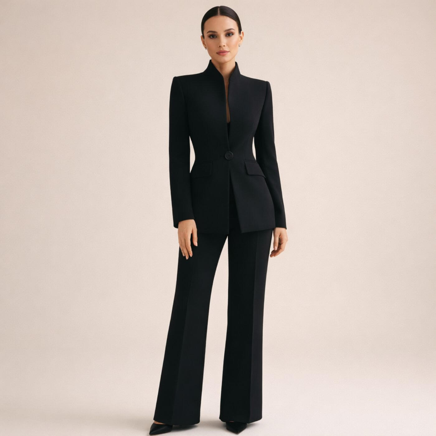 Veronica™| Completo due pezzi nero minimalista moderno per donne