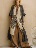 Giulia - Set Tre Pezzi Bohemien Nomade Grigio Scuro e Marrone con Motivo Tribale