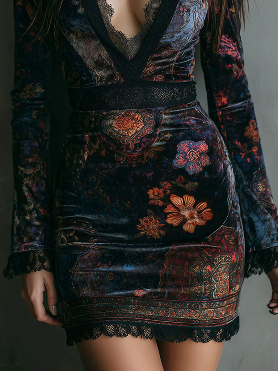 Sabrina | Vestido Mini de Terciopelo con Escote Profundo