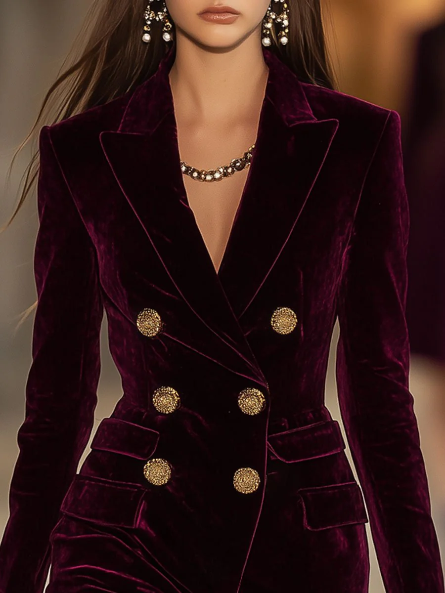 Allegra | Blazer de terciopelo con botones dorados ABITO