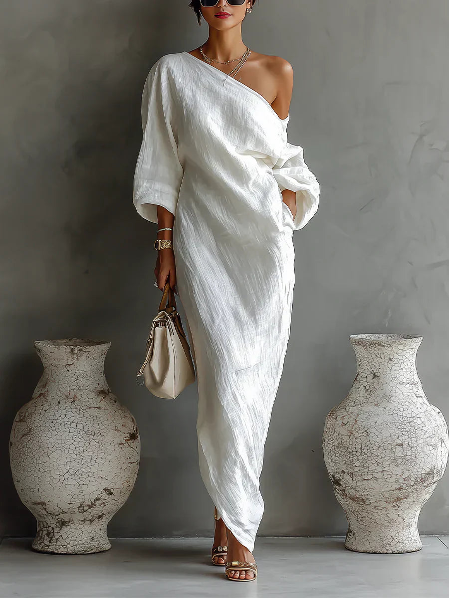 Melisa | Abito Maxi Asimmetrico Elegante e Fluido