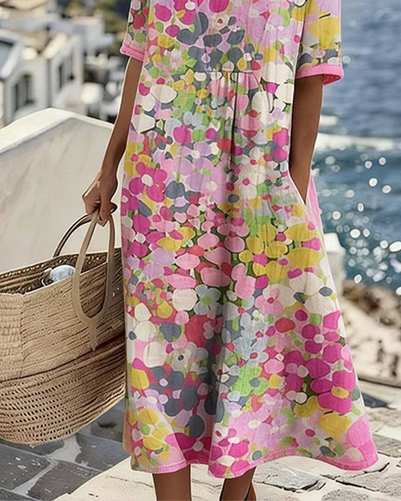 Elena | Abito midi floreale leggero e fluido