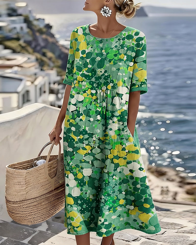 Elena | Abito midi floreale leggero e fluido