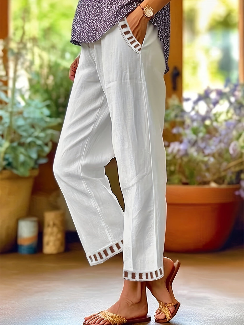 Wren – Pantaloni Cropped Relax con Dettagli a Contrasto