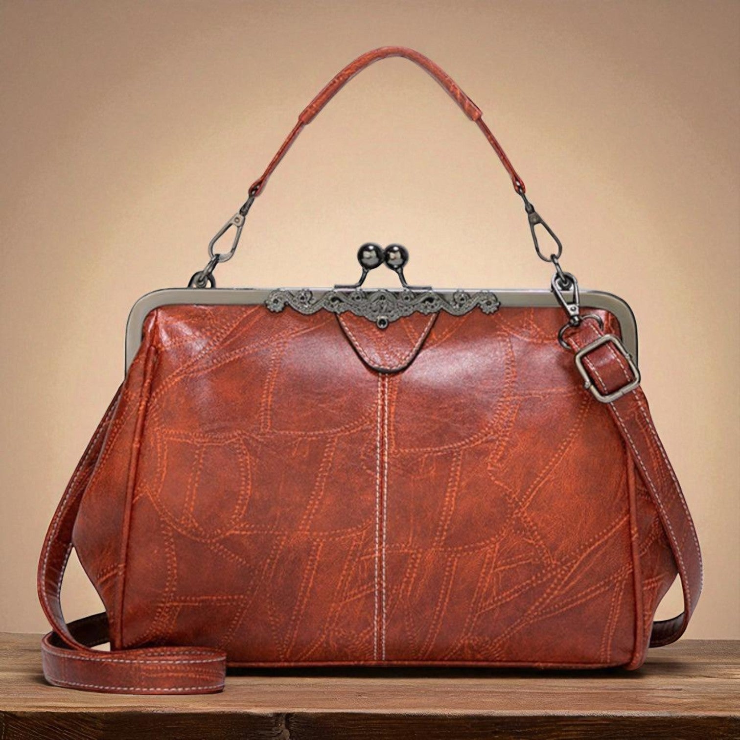 Borsa vintage con chiusura a scatto
