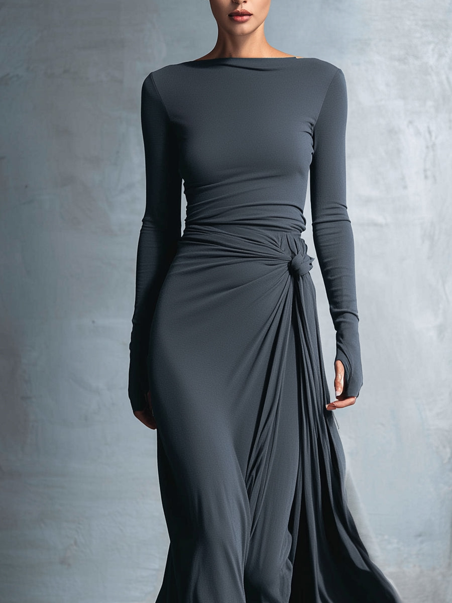 Alba - Vestido de primavera, largo con lazo lateral