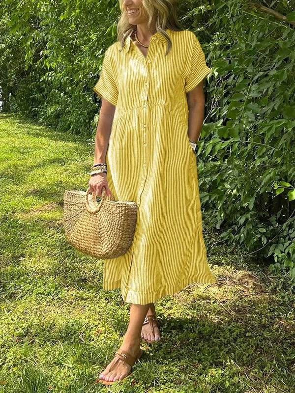 Ishka™ | Vestido de Camisa a Rayas