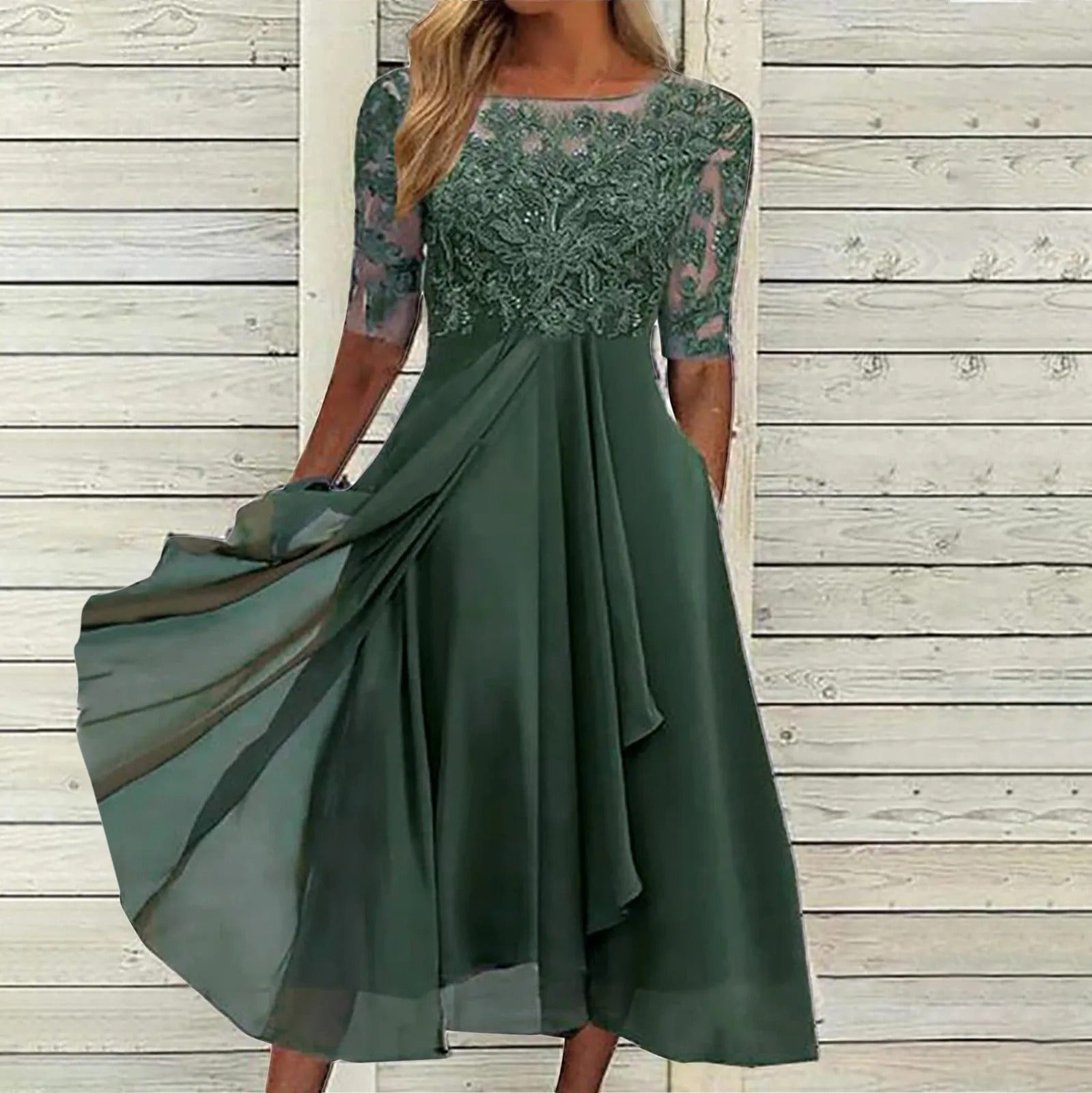 Harper™ | Abito midi in pizzo elegante