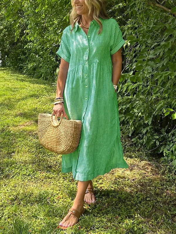 Ishka™ | Vestido de Camisa a Rayas