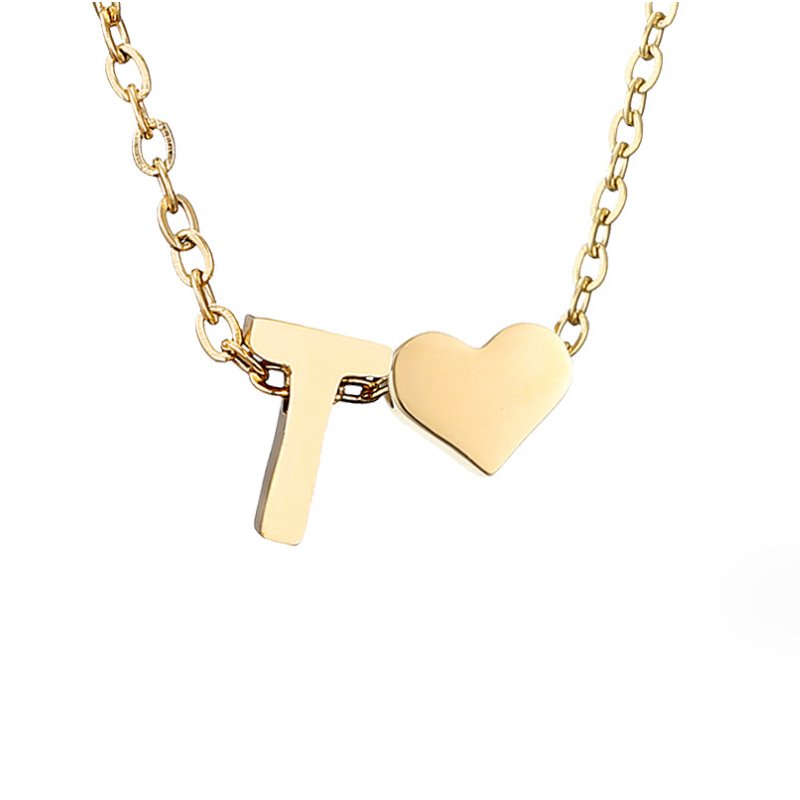 Collar Inicial Intemporal con Colgante en Corazón