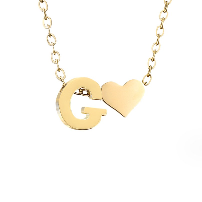 Collar Inicial Intemporal con Colgante en Corazón