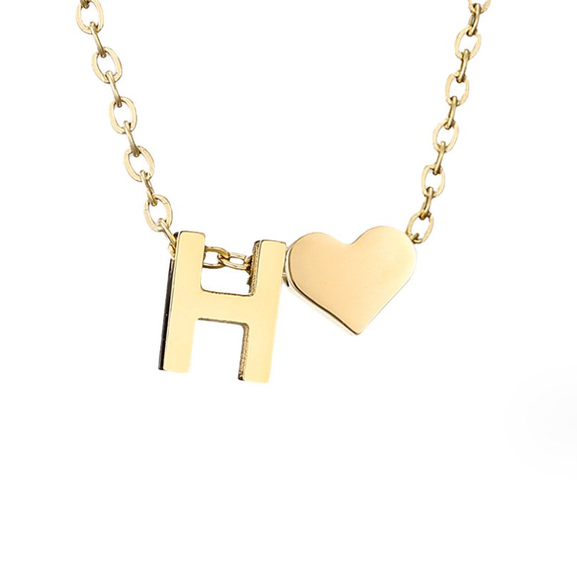 Collar Inicial Intemporal con Colgante en Corazón