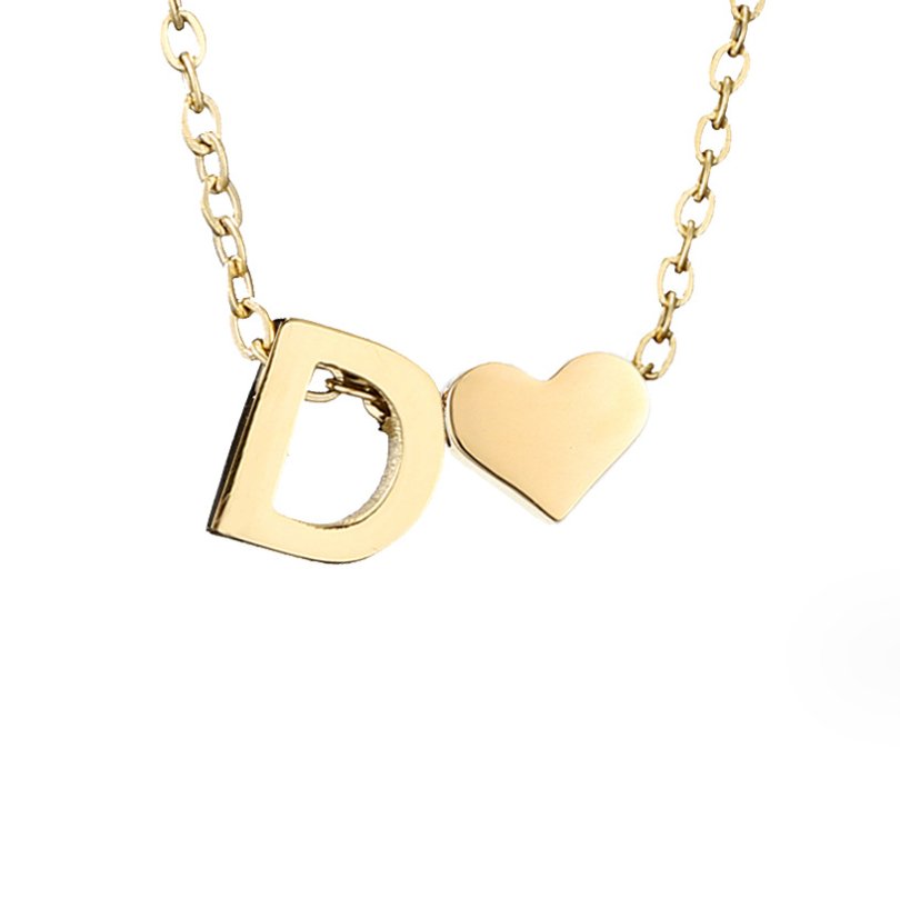 Collar Inicial Intemporal con Colgante en Corazón