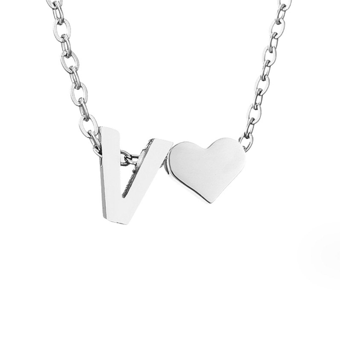 Collar Inicial Intemporal con Colgante en Corazón