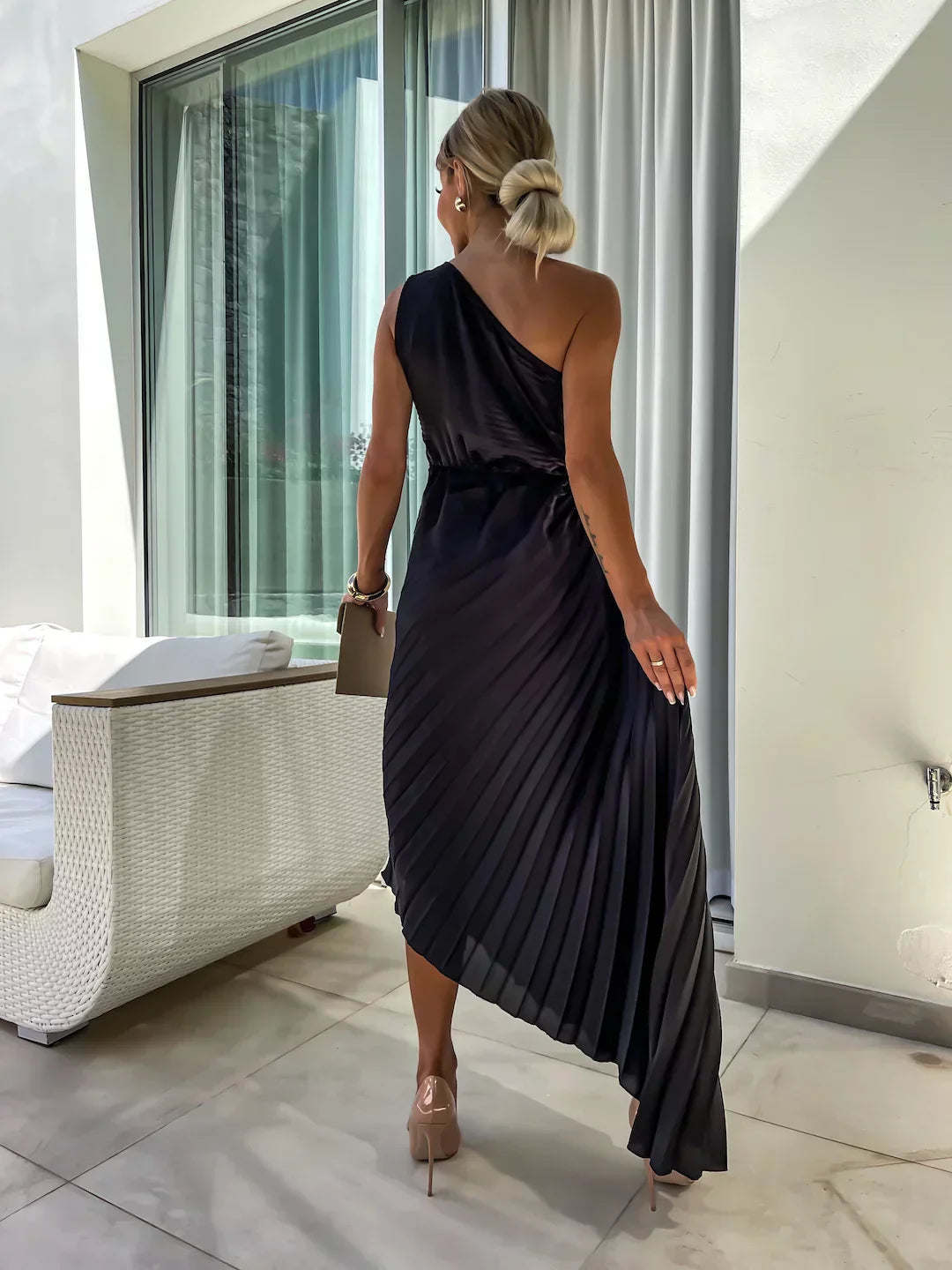 Eya™ | Elegante Vestido Maxi Floral de Un Solo Hombro
