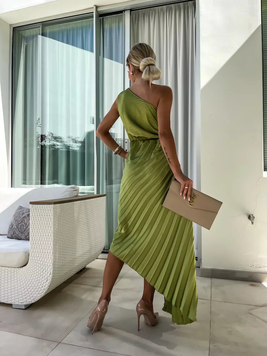 Eya™ | Elegante Abito Maxi Floreale a Spalla Unica