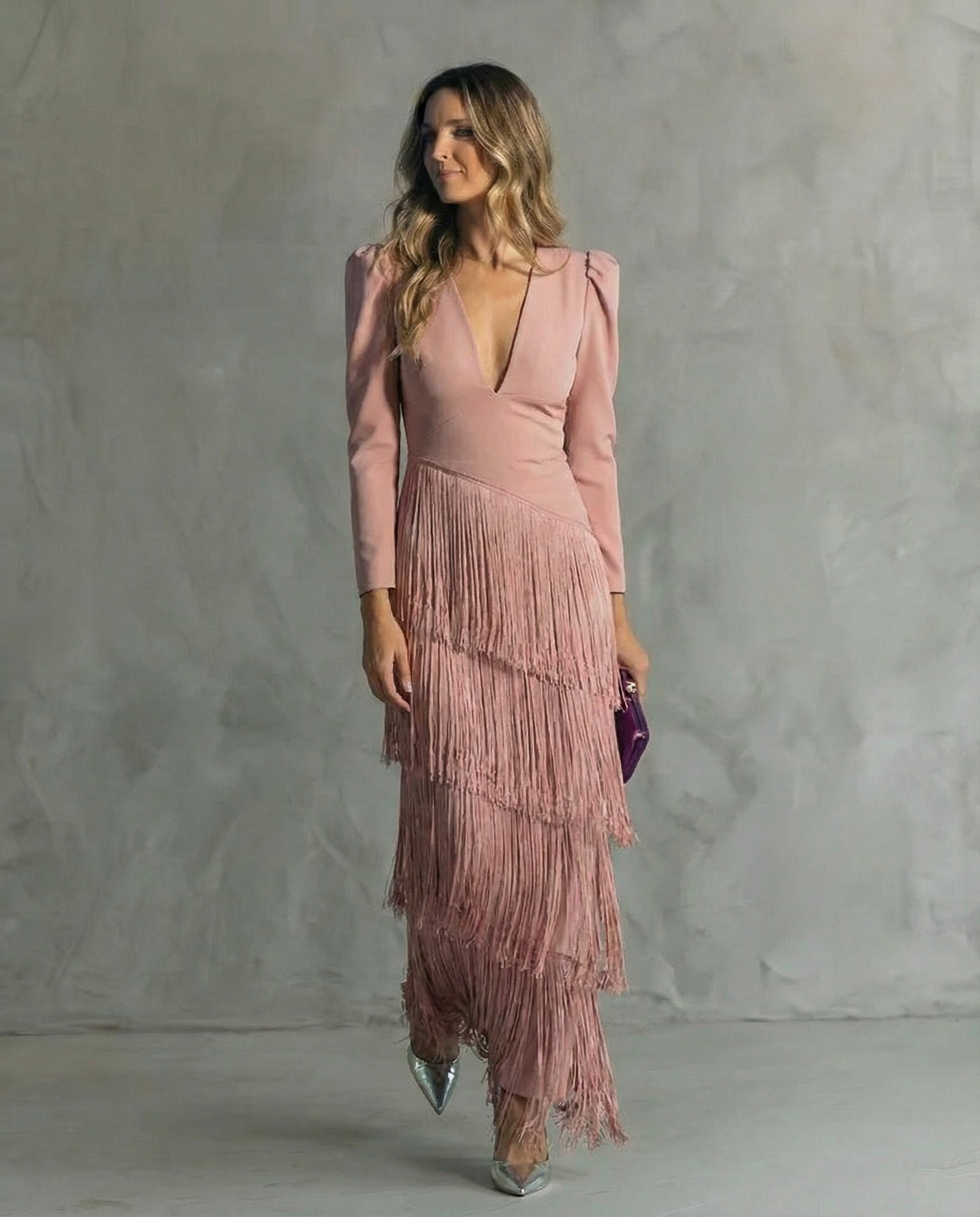 Chiara - Abito elegante con maniche a frange