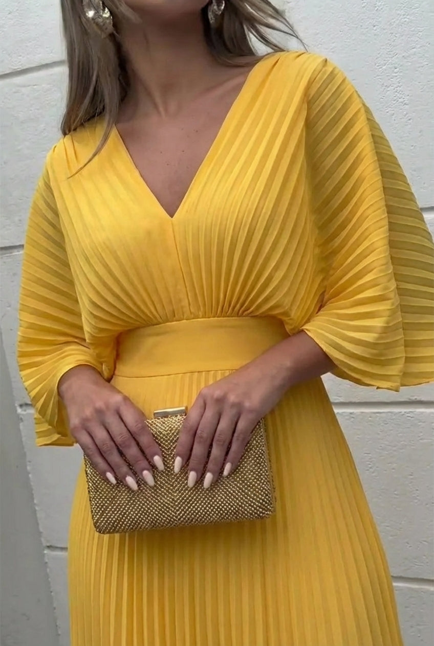 Natalia | Abito lungo plissettato elegante