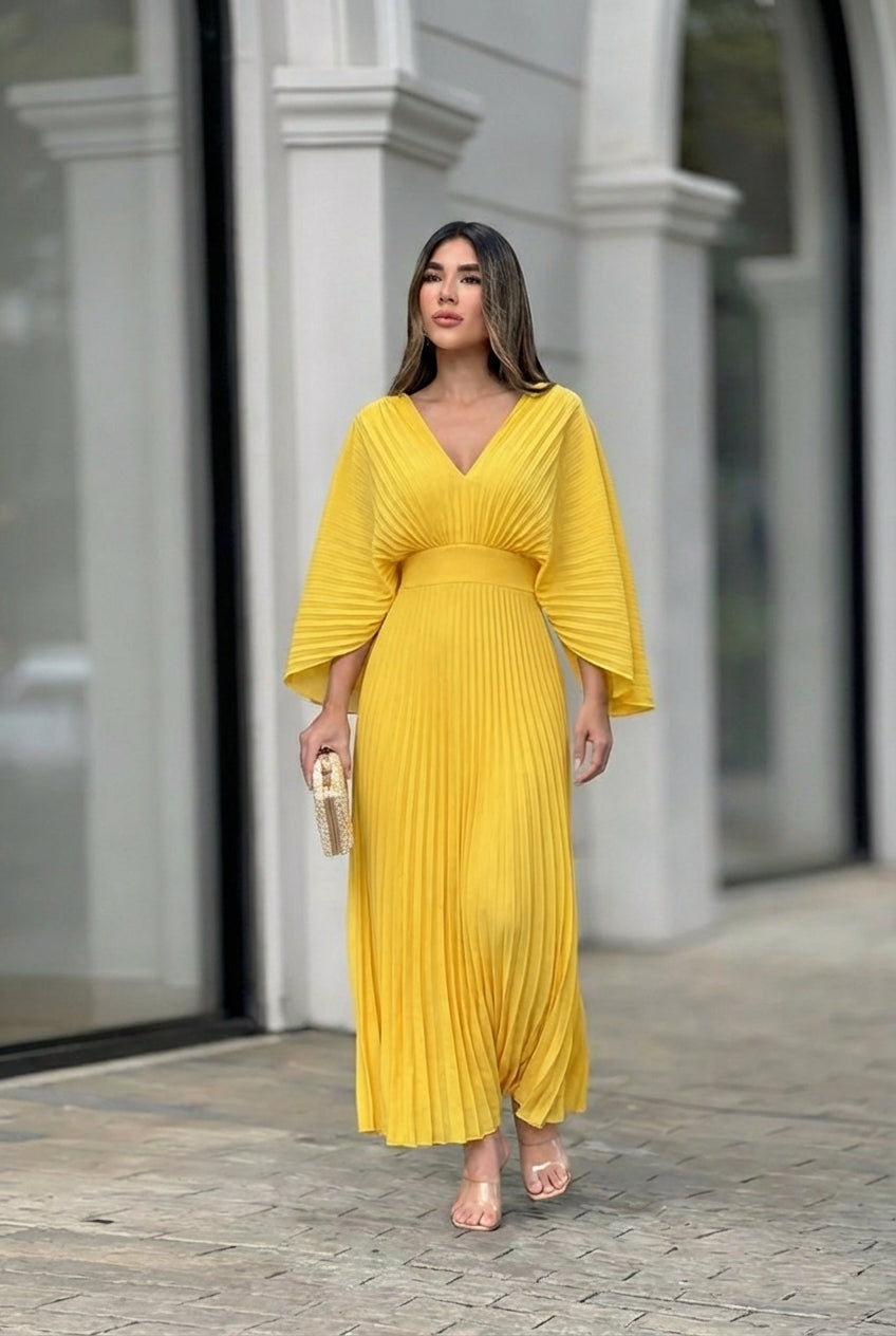 Natalia | Abito lungo plissettato elegante