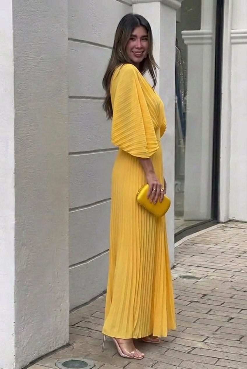 Natalia | Abito lungo plissettato elegante