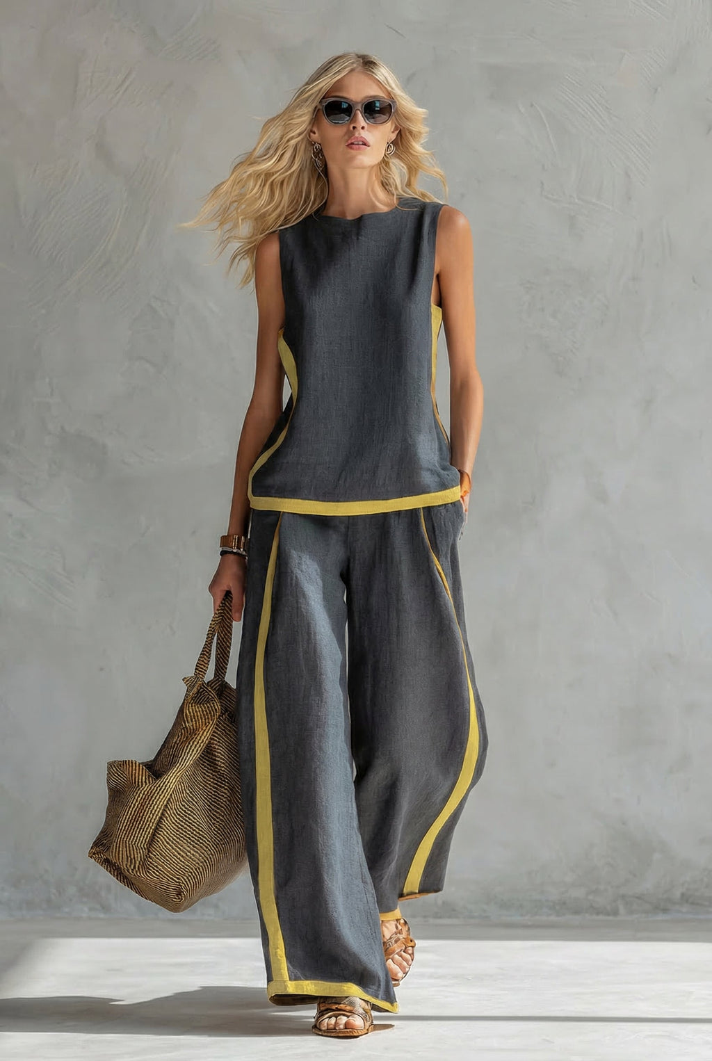 Leila | Elegante conjunto de dos piezas de lino de primera calidad