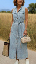 Hanna | Abito lungo in denim senza spalline