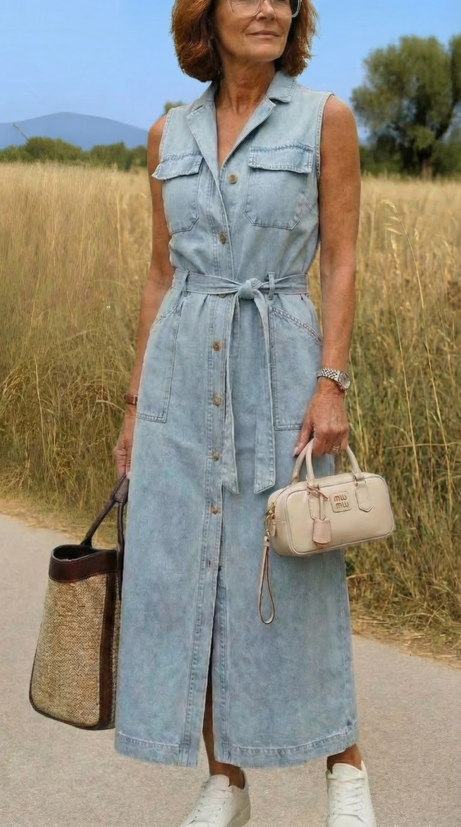Hanna | Abito lungo in denim senza spalline