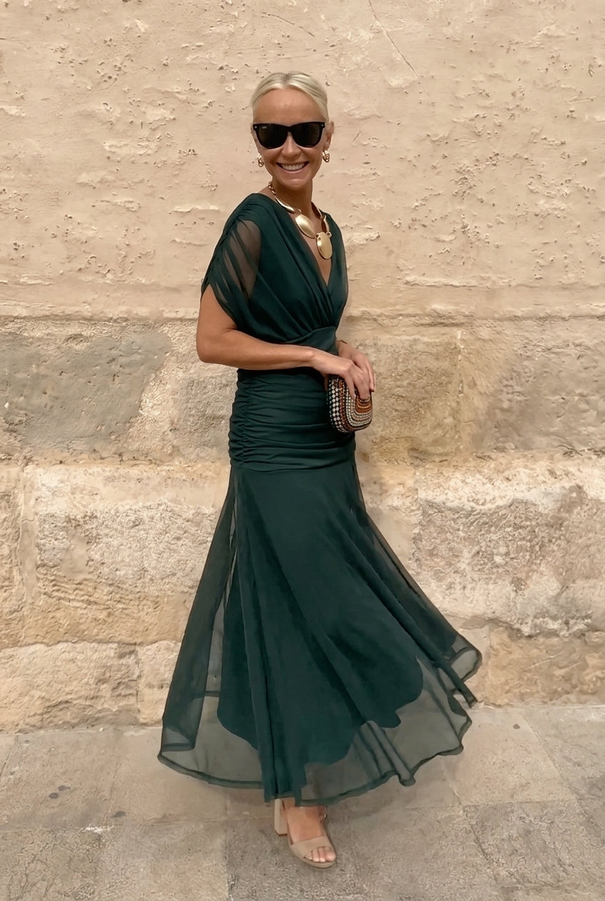 Lola | Elegante Vestito Lungo da Cerimonia con Scollo a V