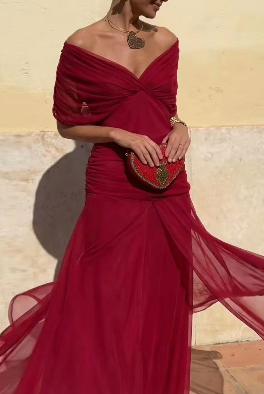 Lola | Elegante Vestito Lungo da Cerimonia con Scollo a V