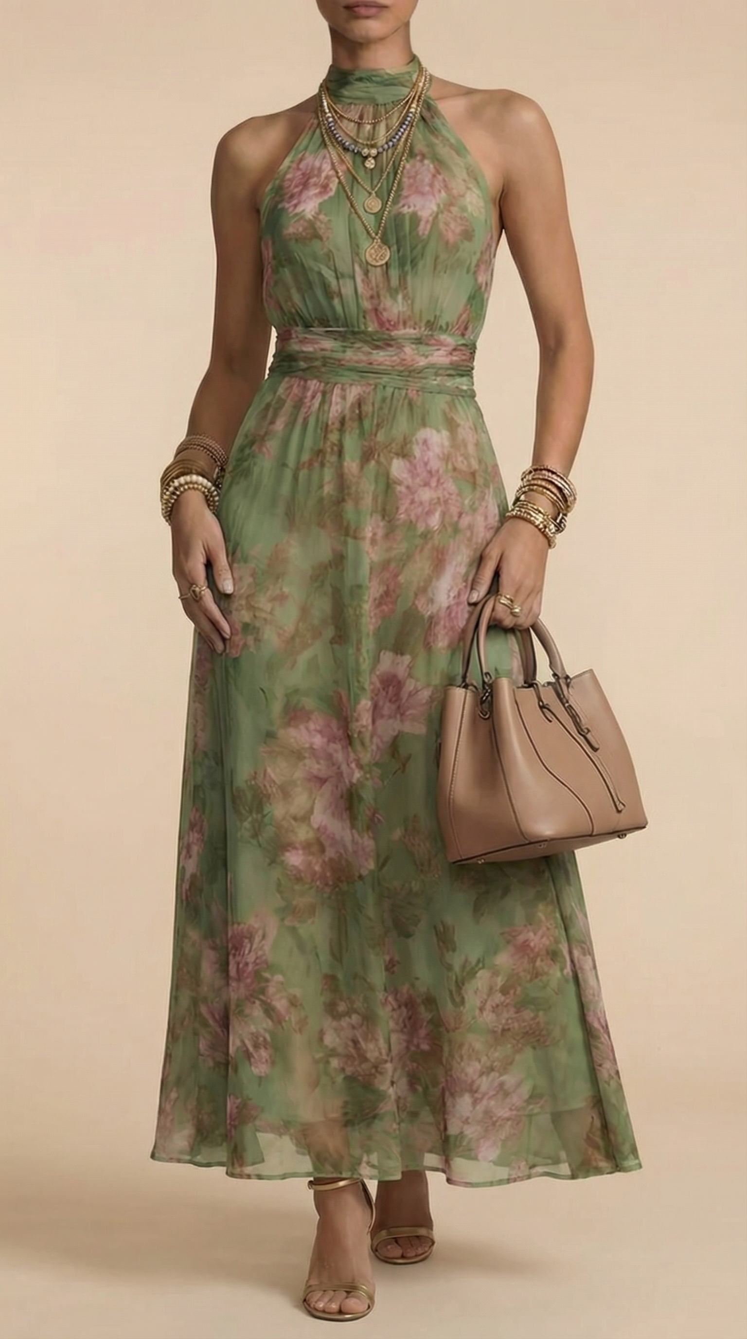 Livia | Abito Maxi Halter Floreale