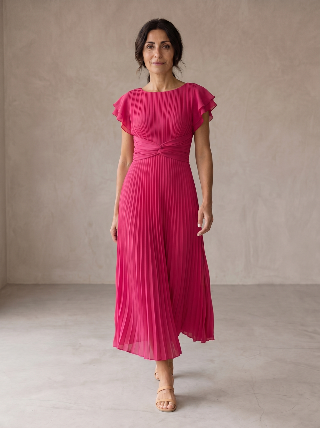 Seraphina | Elegant Maxi Pleated Dress with Tied Waist