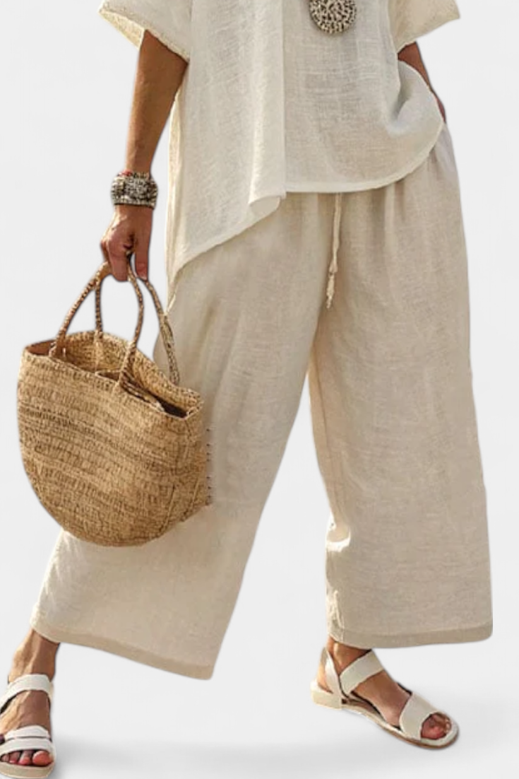 Drevon | Blusa Minimalista Comoda e Pantaloni a Gamba Larga