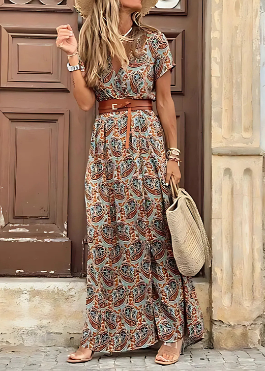 Nerissa | VESTIDO LARGO BOHEMIO CON CINTURA FRUNCIDA