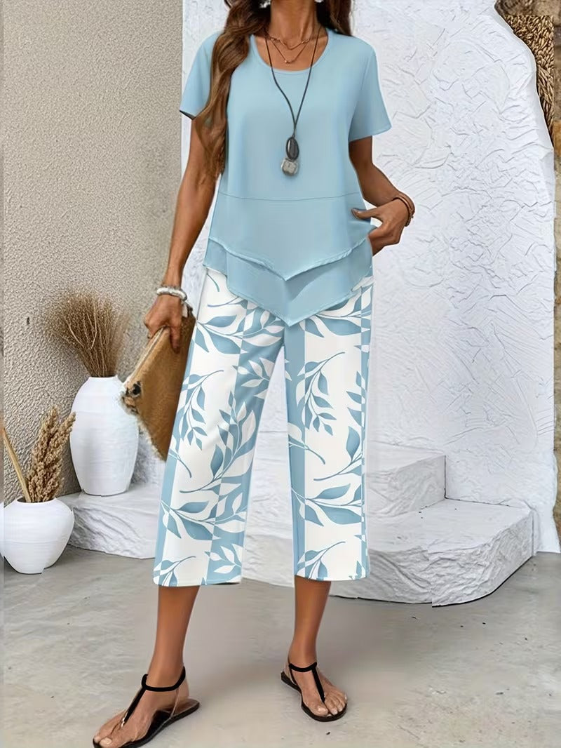 Arvessa | Set Due Pezzi con Stampa Fogliare Casual