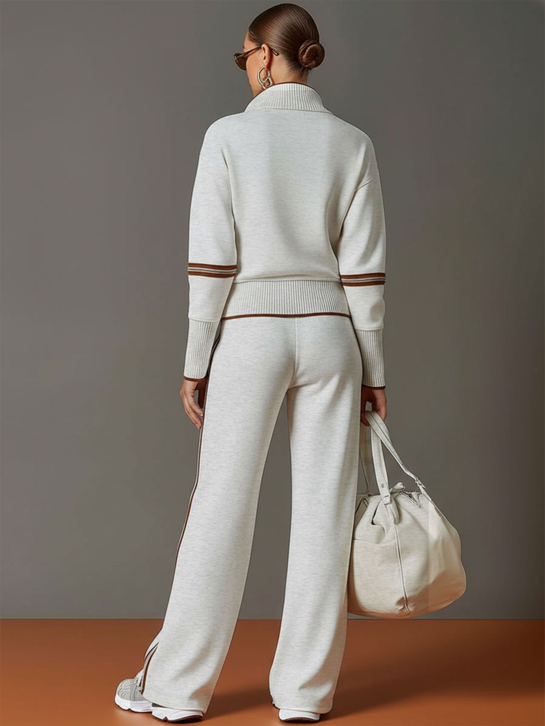 Priscilla - Completo Sportivo Elegante con Felpa Mezza Zip
