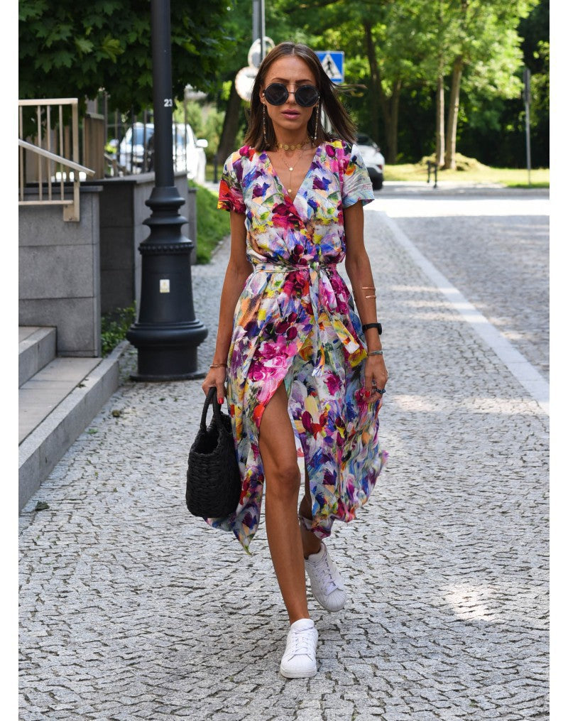 Talia™ | Vestido elegante de flores con escote en V