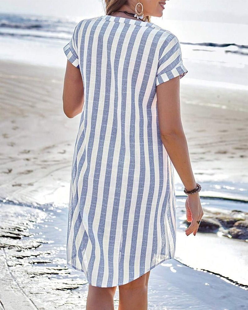 Hagar™ | Vestido Camisero a Rayas