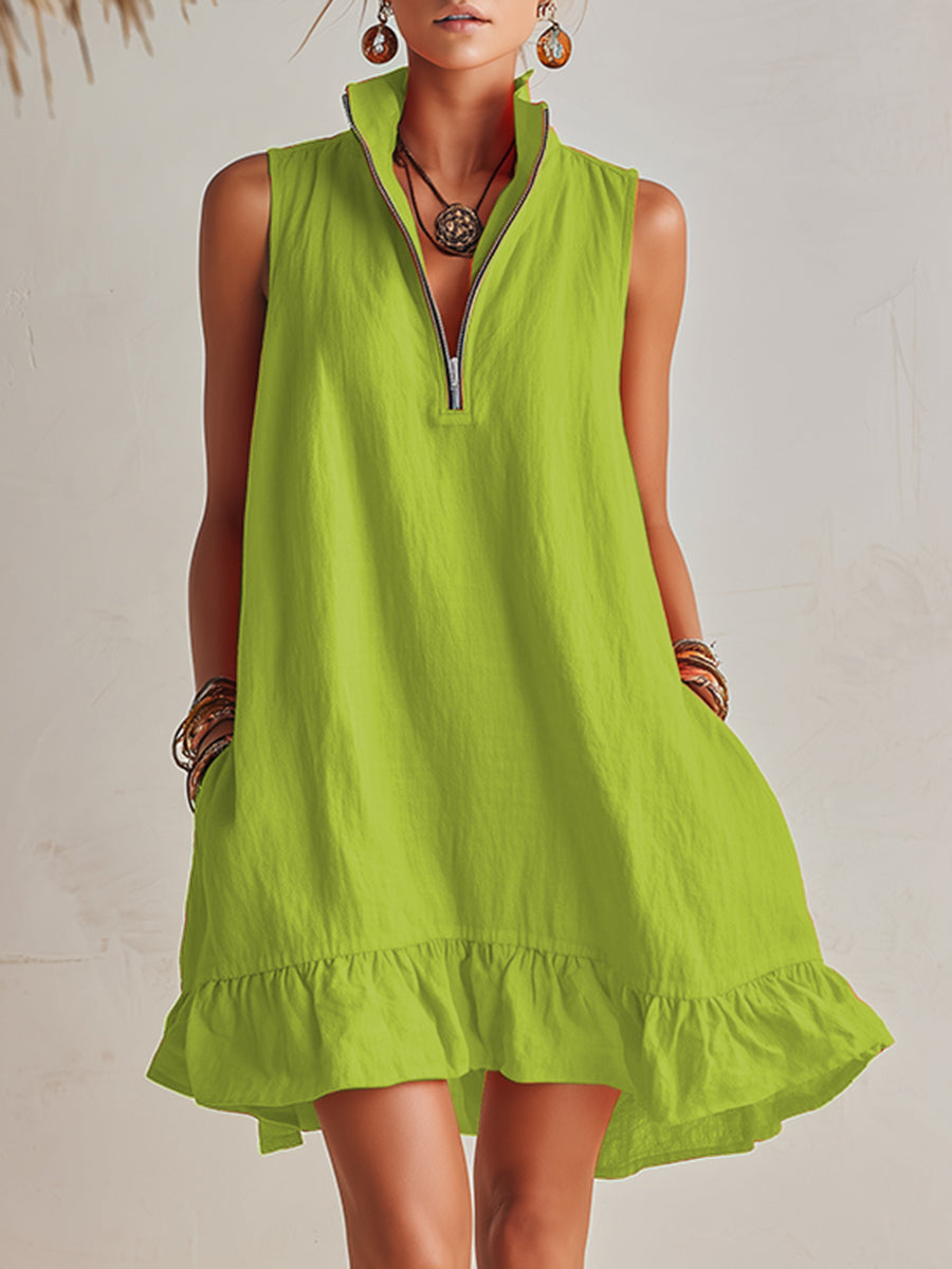 Abito Mini in Cotone e Lino