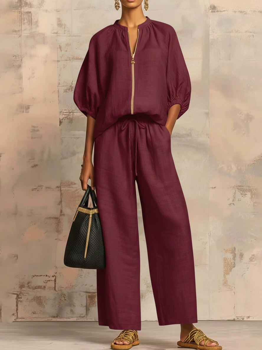 Enrichetta™ – Completo Casual Chic con Blusa e Pantalone