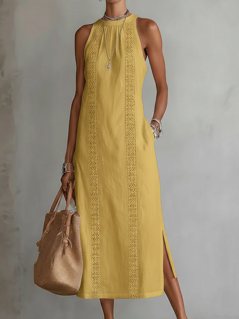 JIMENA | Abito Midi con Texture di Lino